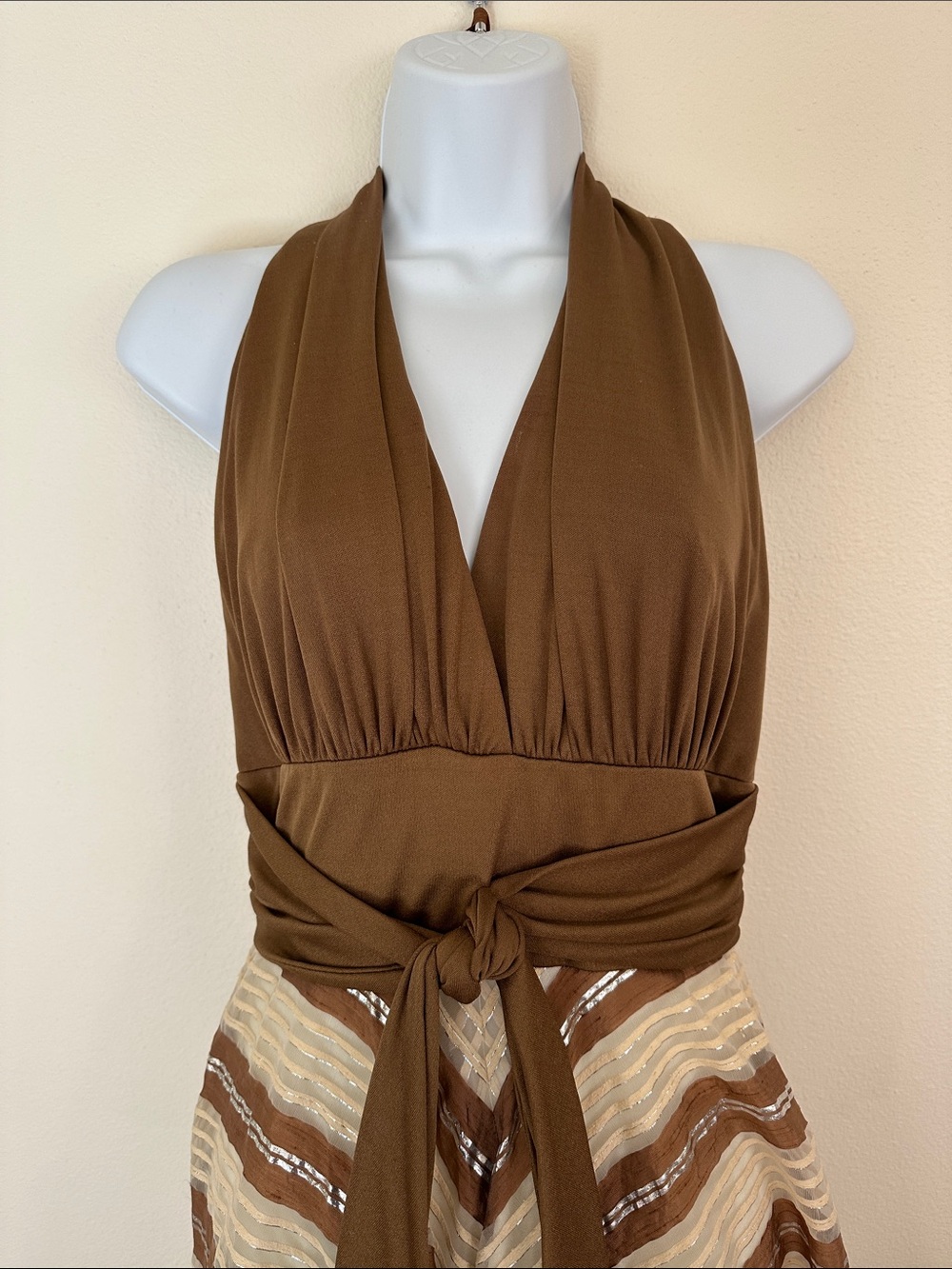 Vintage Halter Maxi Dress with Full Skirt - Picture 3 of 14